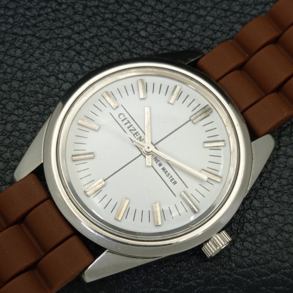 Vintage 1980 Citizen Automatic Mens Silver Watch W/Rubber Strap & White accents - Picture 6 of 8